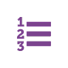 Purple checklist icon with numbered lines representing structured planning and clear steps Purple checklist icon with numbered lines representing structured planning and clear steps
