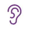 Profile Purple ear icon symbolizing listening, attention, or active communication