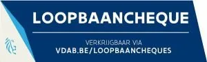 Blue and white Loopbaancheques logo indicating career guidance support via VDAB